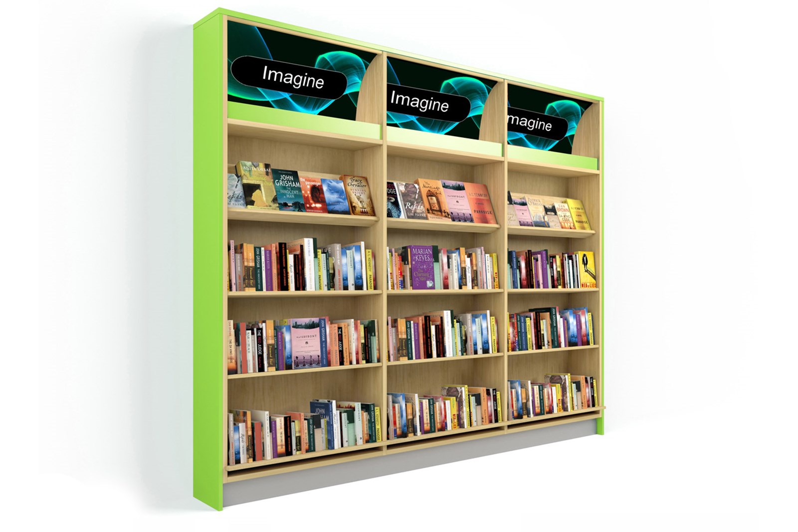 Shelving fitted with LED lights to illuminate the customized graphic